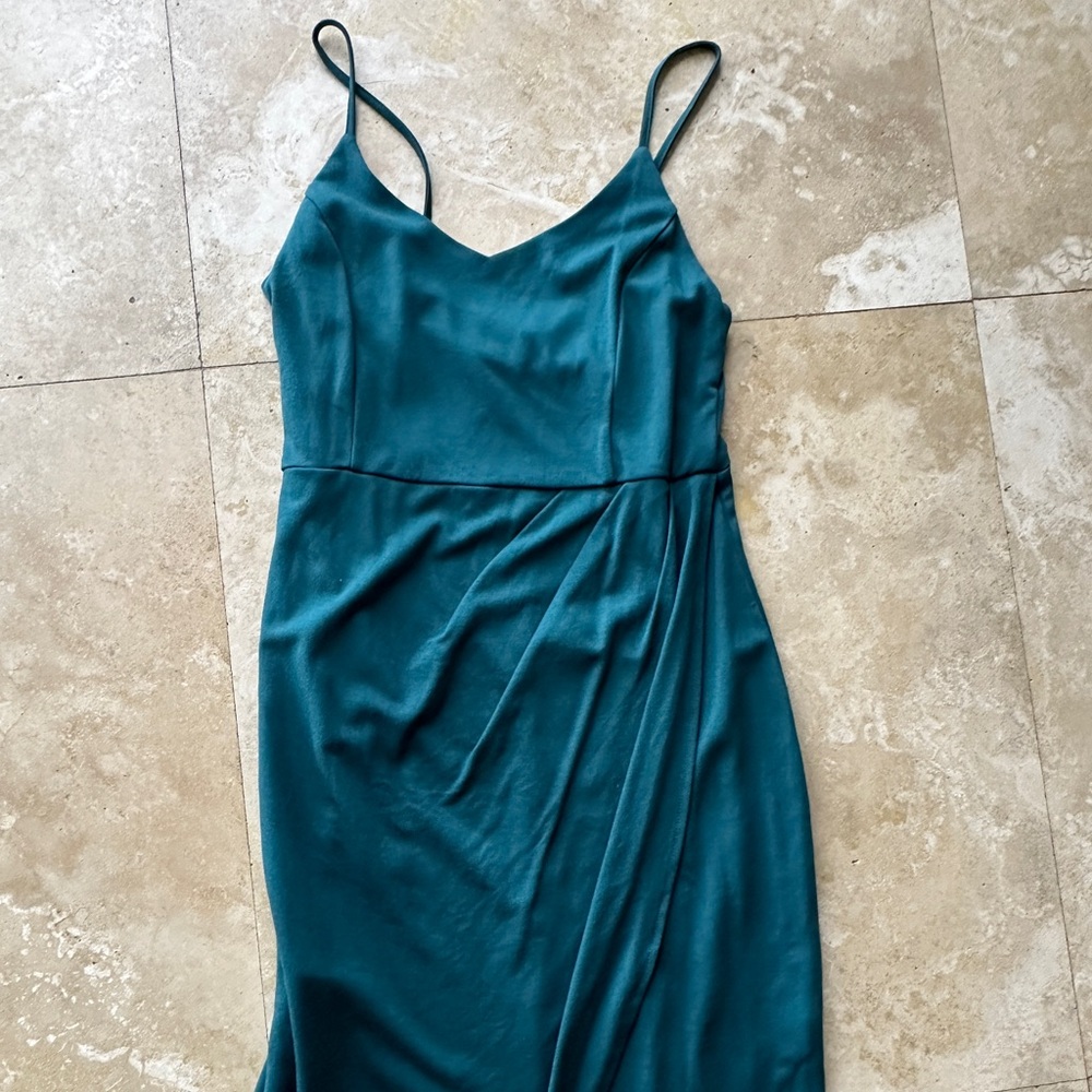 Teal V-Neck Slip Dress